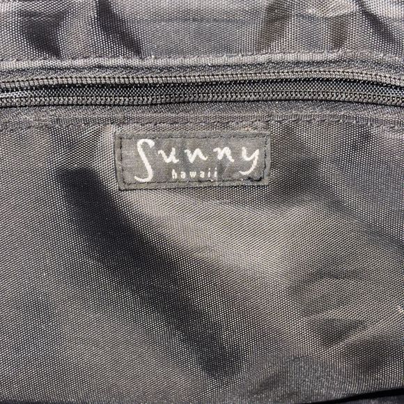 Sunny Hawaii Bamboo Handles Black Palm Trees Snap Closure Purse Handbag - Picture 12 of 16